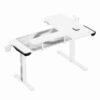 ULTRADESK Biurko dla gracza WINGER - biały, 111x155x60 cm, 75-122 cm, elektycznie regulowany, podświetlenie RGB, uchwyt na słuchaw - obrazek 4